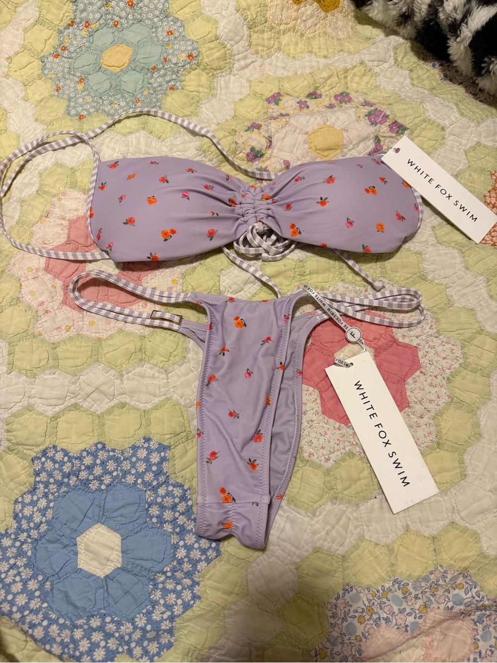 White Fox Boutique Purple Floral Bikini Set NWT